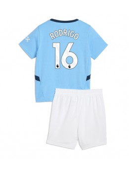 Manchester City Rodri Hernandez #16 Heimtrikotsatz für Kinder 2024-25 Kurzarm (+ Kurze Hosen)